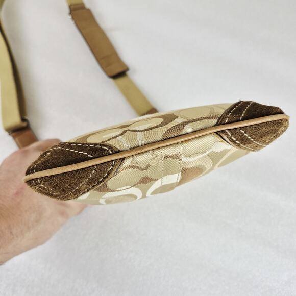 Coach Signature Jacquard Crossbody Bag Khaki Brown 10148 Sm Canvas Leather Trim - Picture 5 of 12